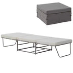 HOMCOM Pouf pieghevole 2 in 1, letto convertibile per ospiti con spessa imbottitura in schiuma e contenitore per piccoli spazi, soggiorno, grigio
