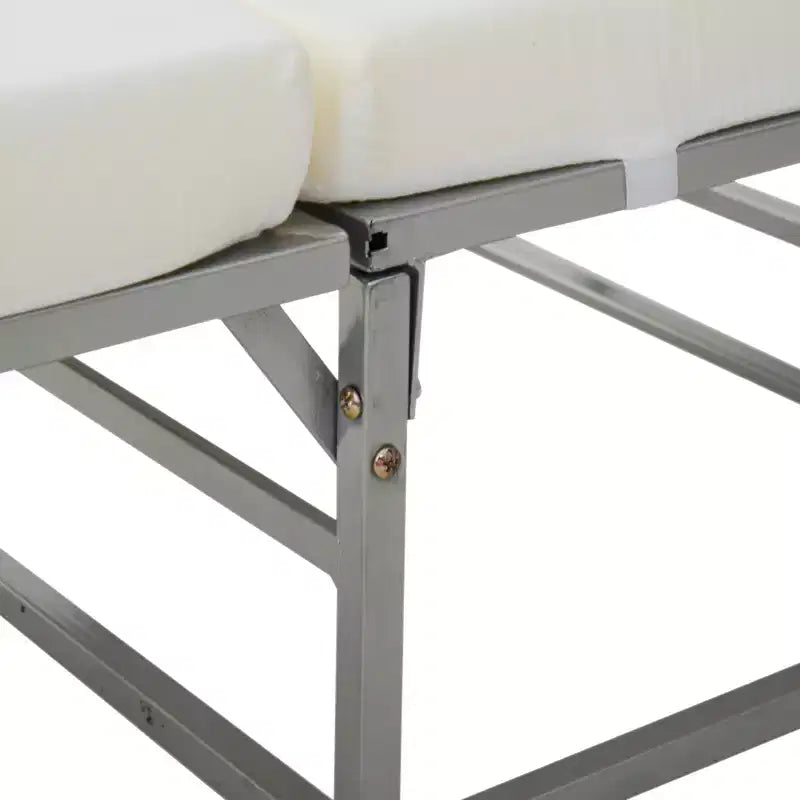 HOMCOM Pouf pieghevole 2 in 1, letto convertibile per ospiti con spessa imbottitura in schiuma e contenitore per piccoli spazi, soggiorno, grigio