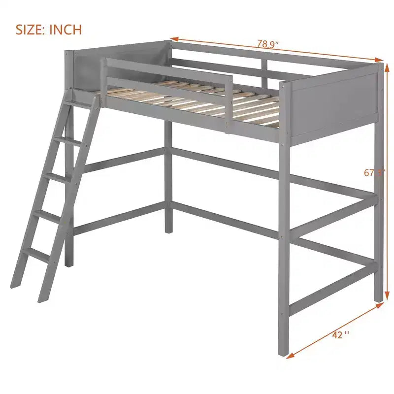 Letto a soppalco in legno per ragazzi con scaletta, struttura in legno, non è necessaria la rete a molle - ModernLuxe