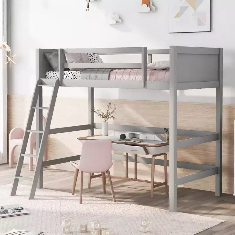 Letto a soppalco in legno per ragazzi con scaletta, struttura in legno, non è necessaria la rete a molle - ModernLuxe