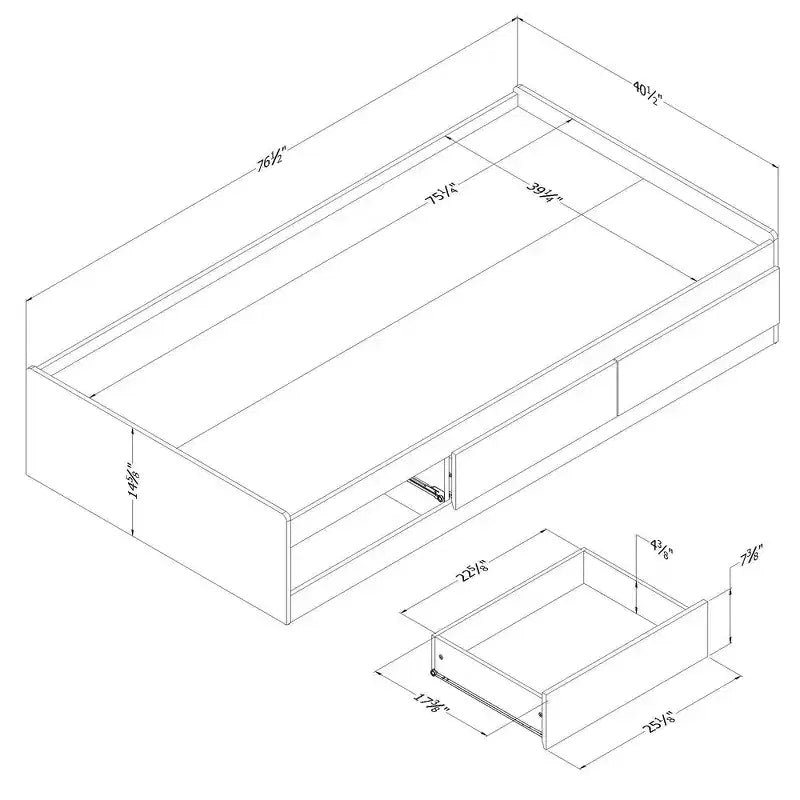 Letto Essential Mates di Step One con 3 cassetti - South Shore