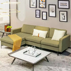 Divano componibile a L a 3 posti Costway con chaise longue reversibile e 2 porte USB