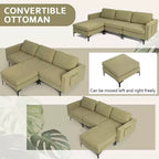 Divano componibile a L a 3 posti Costway con chaise longue reversibile e 2 porte USB