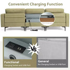 Divano componibile a L a 3 posti Costway con chaise longue reversibile e 2 porte USB