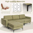 Divano componibile a L a 3 posti Costway con chaise longue reversibile e 2 porte USB
