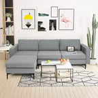 Divano componibile a L a 3 posti Costway con chaise longue reversibile e 2 porte USB