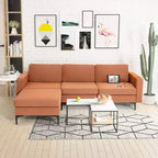Divano componibile a L a 3 posti Costway con chaise longue reversibile e 2 porte USB