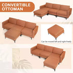 Divano componibile a L a 3 posti Costway con chaise longue reversibile e 2 porte USB