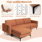 Divano componibile a L a 3 posti Costway con chaise longue reversibile e 2 porte USB