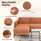 Divano componibile a L a 3 posti Costway con chaise longue reversibile e 2 porte USB
