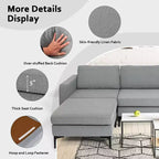 Divano componibile a L a 3 posti Costway con chaise longue reversibile e 2 porte USB