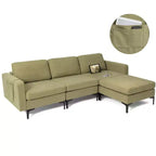 Divano componibile a L a 3 posti Costway con chaise longue reversibile e 2 porte USB