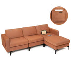 Divano componibile a L a 3 posti Costway con chaise longue reversibile e 2 porte USB
