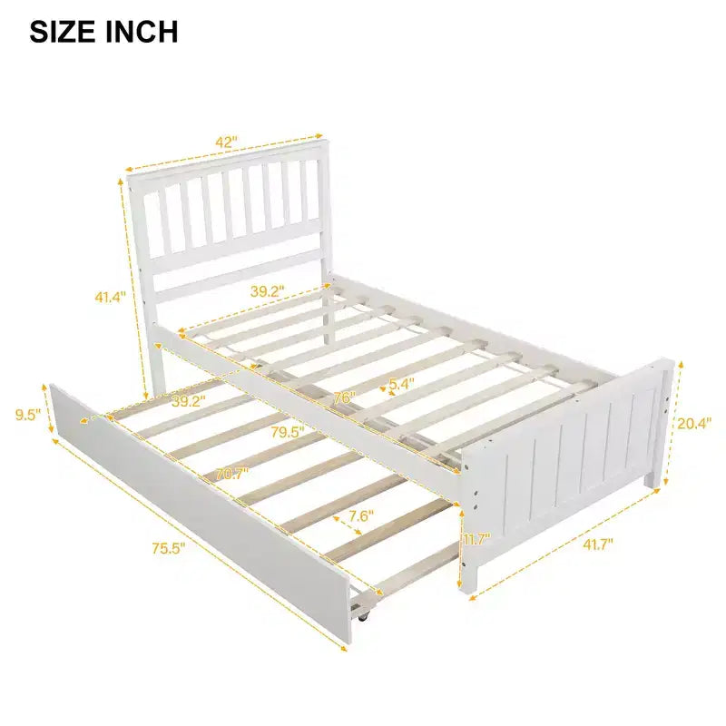 Letto a piattaforma a una piazza con letto estraibile - ModernLuxe