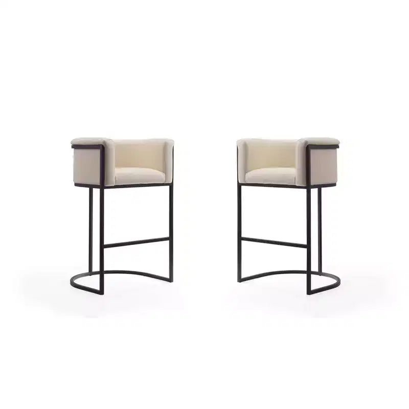 Set of 2 Cosmopolitan Upholstered Metal Barstools - Manhattan Comfort