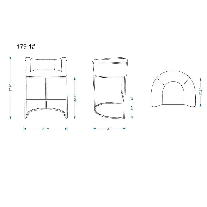 Set di 2 sgabelli da bar in metallo imbottiti Cosmopolitan - Manhattan Comfort