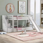 Letto a castello ModernLuxe con scaletta e due cassetti (due letti singoli)