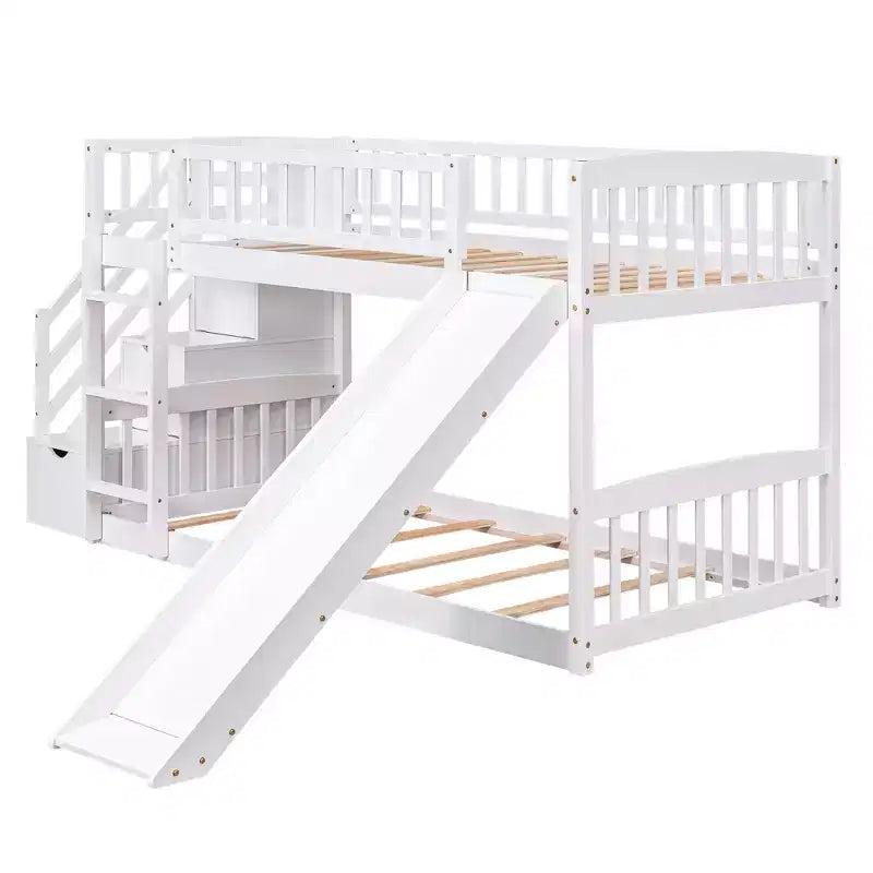 Letto a castello ModernLuxe con scaletta e due cassetti (due letti singoli)