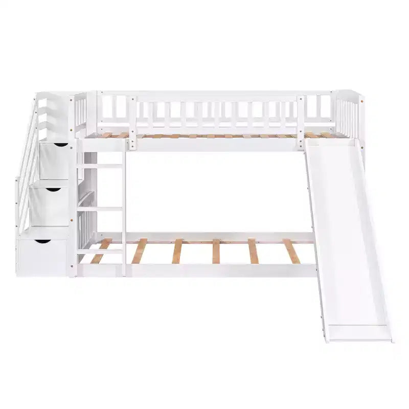 Letto a castello ModernLuxe con scaletta e due cassetti (due letti singoli)