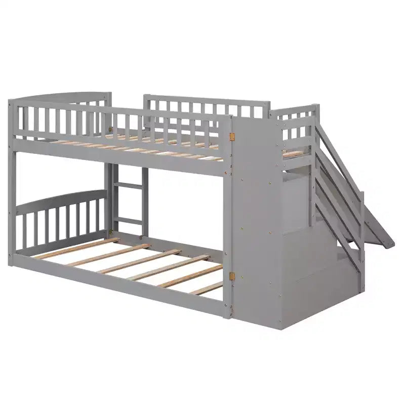 Letto a castello ModernLuxe con scaletta e due cassetti (due letti singoli)