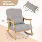 Costway Set di 2 Sedie a Dondolo con Cuscino, Poltrone a Dondolo con Struttura in Legno di Caucciù Grigio
