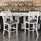 Flash Furniture Gwendolyn Set di 2 Sgabelli da Bar Moderni in Legno Massello di Grado Commerciale Stile Fattoria Altezza Bancone