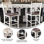 Flash Furniture Gwendolyn Set di 2 Sgabelli da Bar Moderni in Legno Massello di Grado Commerciale Stile Fattoria Altezza Bancone