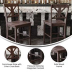 Flash Furniture Gwendolyn Set di 2 Sgabelli da Bar Moderni in Legno Massello di Grado Commerciale Stile Fattoria Altezza Bancone