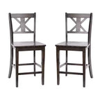Flash Furniture Gwendolyn Set di 2 Sgabelli da Bar Moderni in Legno Massello di Grado Commerciale Stile Fattoria Altezza Bancone