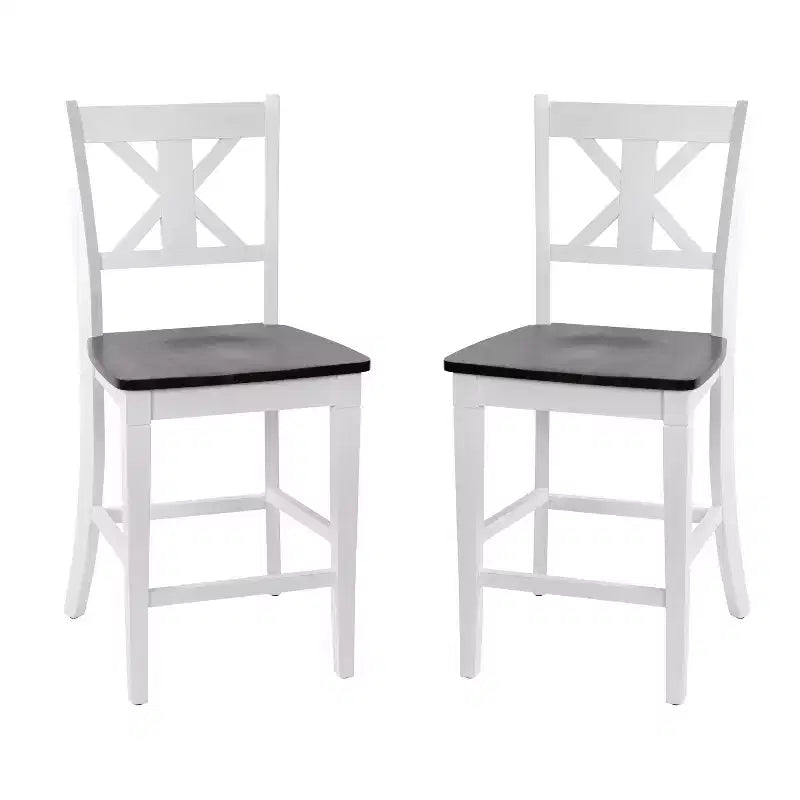 Flash Furniture Gwendolyn Set di 2 Sgabelli da Bar Moderni in Legno Massello di Grado Commerciale Stile Fattoria Altezza Bancone