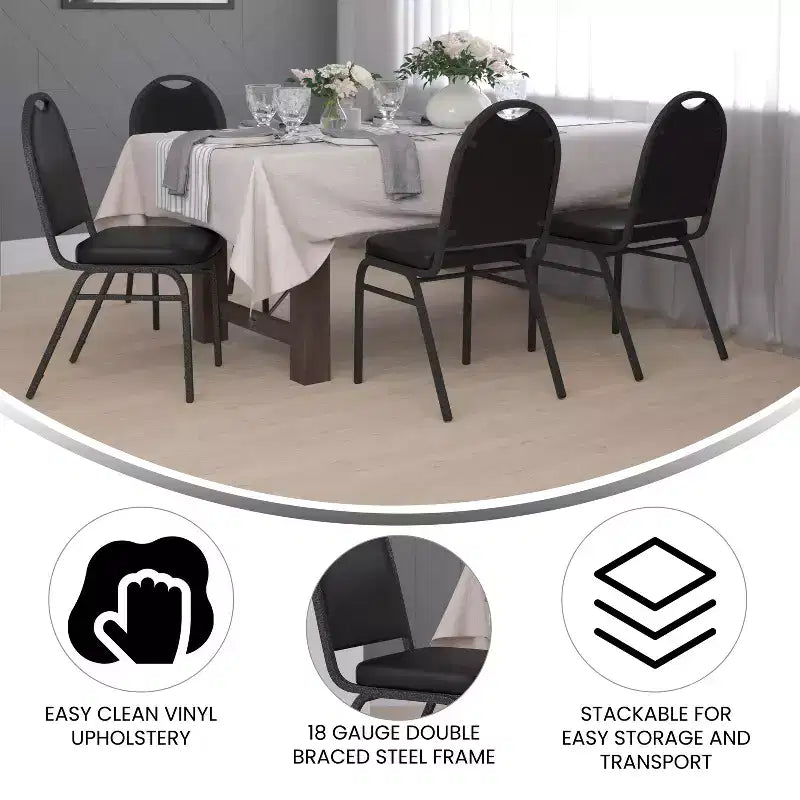 Flash Furniture Serie HERCULES Set di 4 sedie impilabili per banchetti, con schienale a cupola, capacità di 227 kg, con telaio in metallo, per uso commerciale