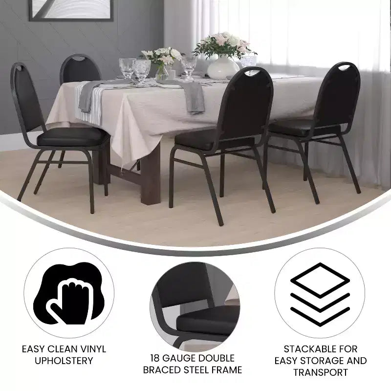 Flash Furniture Serie HERCULES Set di 4 sedie impilabili per banchetti, con schienale a cupola, capacità di 227 kg, con telaio in metallo, per uso commerciale