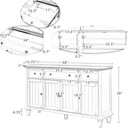 Credenza tradizionale Rick a 3 cassetti larga 58'' con gambe in legno massello | KARAT HOME