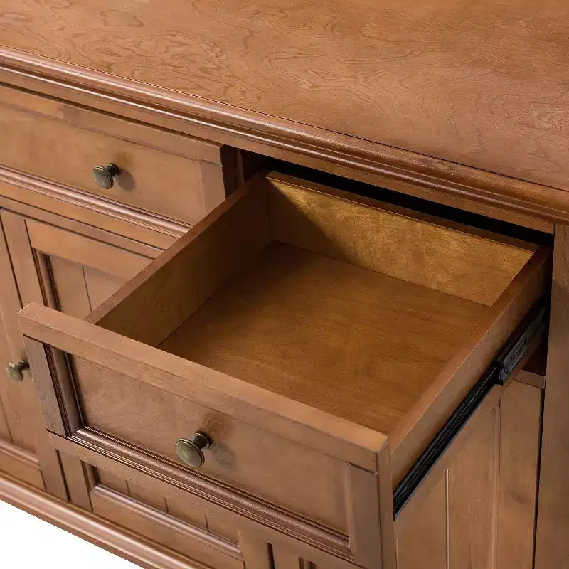 Credenza tradizionale Rick a 3 cassetti larga 58'' con gambe in legno massello | KARAT HOME