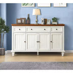 Credenza tradizionale Rick a 3 cassetti larga 58'' con gambe in legno massello | KARAT HOME