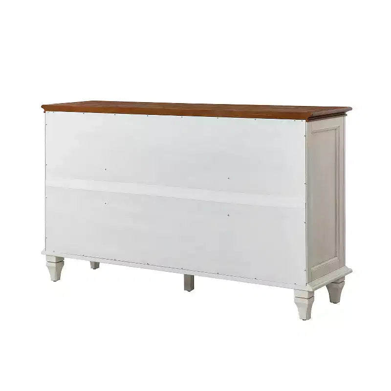 Credenza tradizionale Rick a 3 cassetti larga 58'' con gambe in legno massello | KARAT HOME