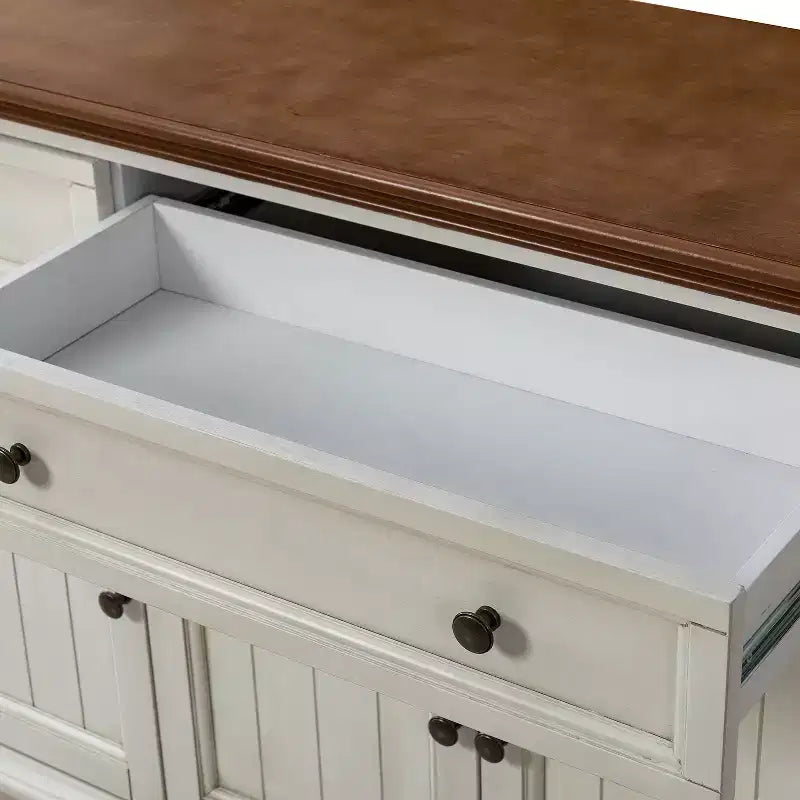 Credenza tradizionale Rick a 3 cassetti larga 58'' con gambe in legno massello | KARAT HOME