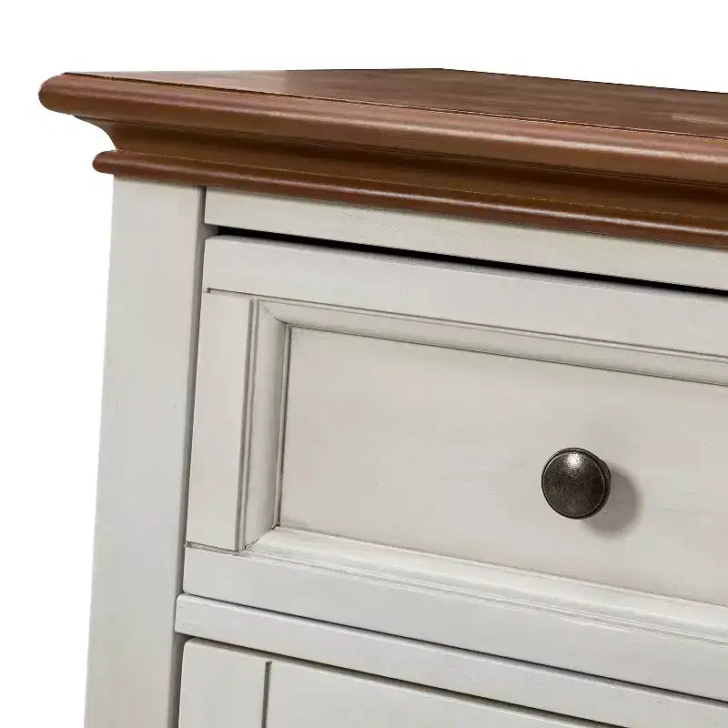 Credenza tradizionale Rick a 3 cassetti larga 58'' con gambe in legno massello | KARAT HOME