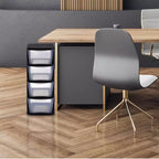Juggernaut Storage Torre Portaoggetti con 4 Cassetti Trasparenti e Struttura Nera