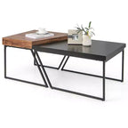 Costway Nesting Table Modern Coffee Table Set of 2 Stacking Side Table for Living Room
