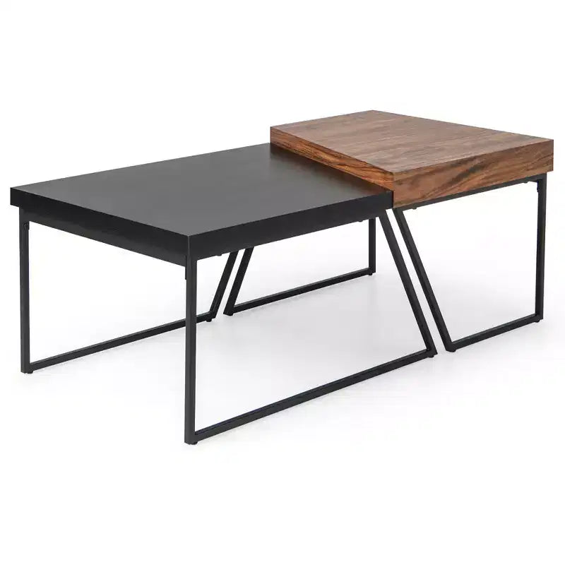 Tavolini da Caffè Moderni Costway, Set da 2 Tavolini Impilabili per Salotto