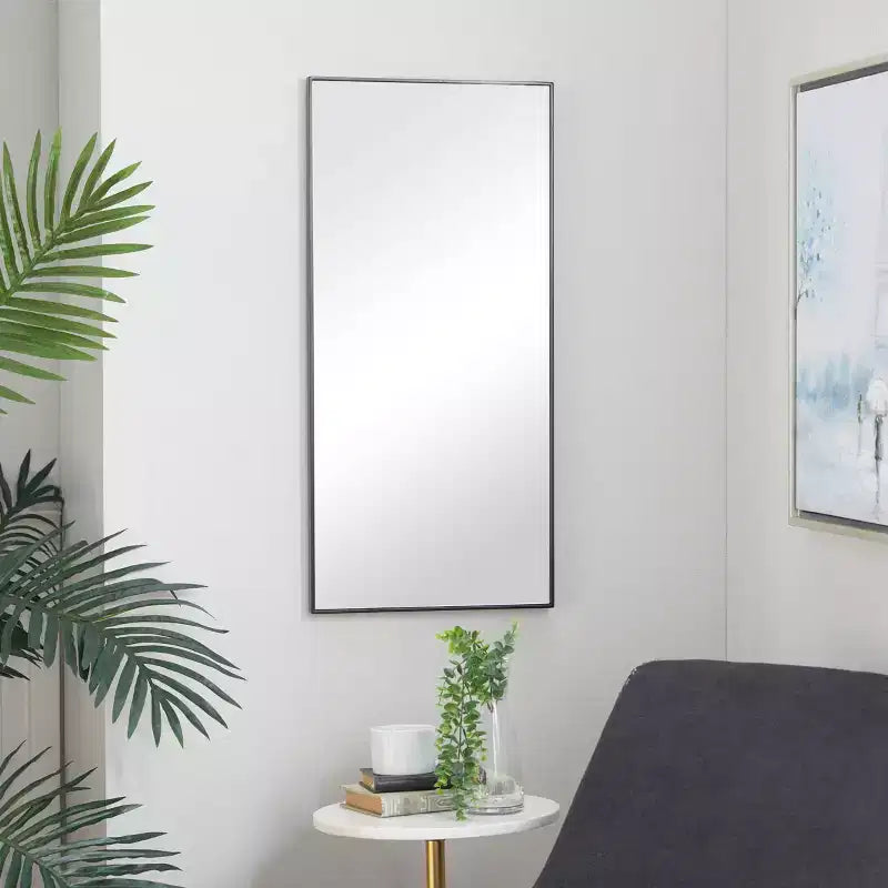 Specchio da parete rettangolare in legno con cornice sottile - Olivia & May