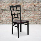 Flash Furniture Set di 4 sedie da ristorante in metallo nero con schienale a finestra serie Hercules