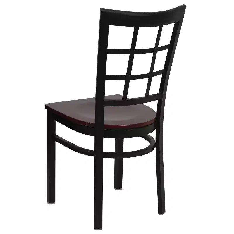 Flash Furniture Set di 4 sedie da ristorante in metallo nero con schienale a finestra serie Hercules