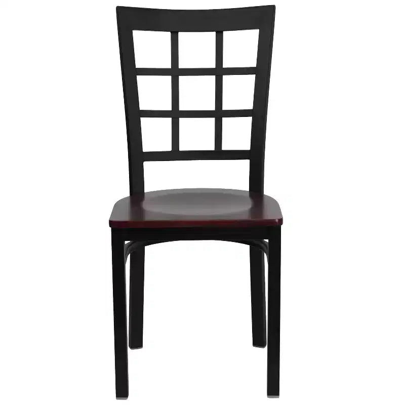 Flash Furniture Set di 4 sedie da ristorante in metallo nero con schienale a finestra serie Hercules