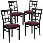 Flash Furniture Set di 4 sedie da ristorante in metallo nero con schienale a finestra serie Hercules