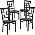 Flash Furniture Set di 4 sedie da ristorante in metallo nero con schienale a finestra serie Hercules