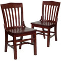 Flash Furniture 2 Pack HERCULES Series School House Back Mahogany Wood Restaurant Chair