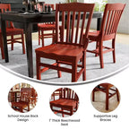 Sedia da Ristorante in Legno Mogano con Schienale a Scolaro Serie HERCULES, Confezione da 2, di Flash Furniture