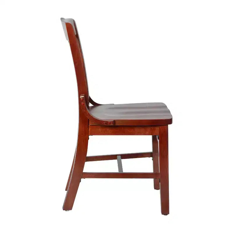 Sedia da Ristorante in Legno Mogano con Schienale a Scolaro Serie HERCULES, Confezione da 2, di Flash Furniture